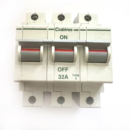 Crabtree Polestar 633/32 32A 32 Amp 3 Pole Phase MCB Circuit Breaker Type 3